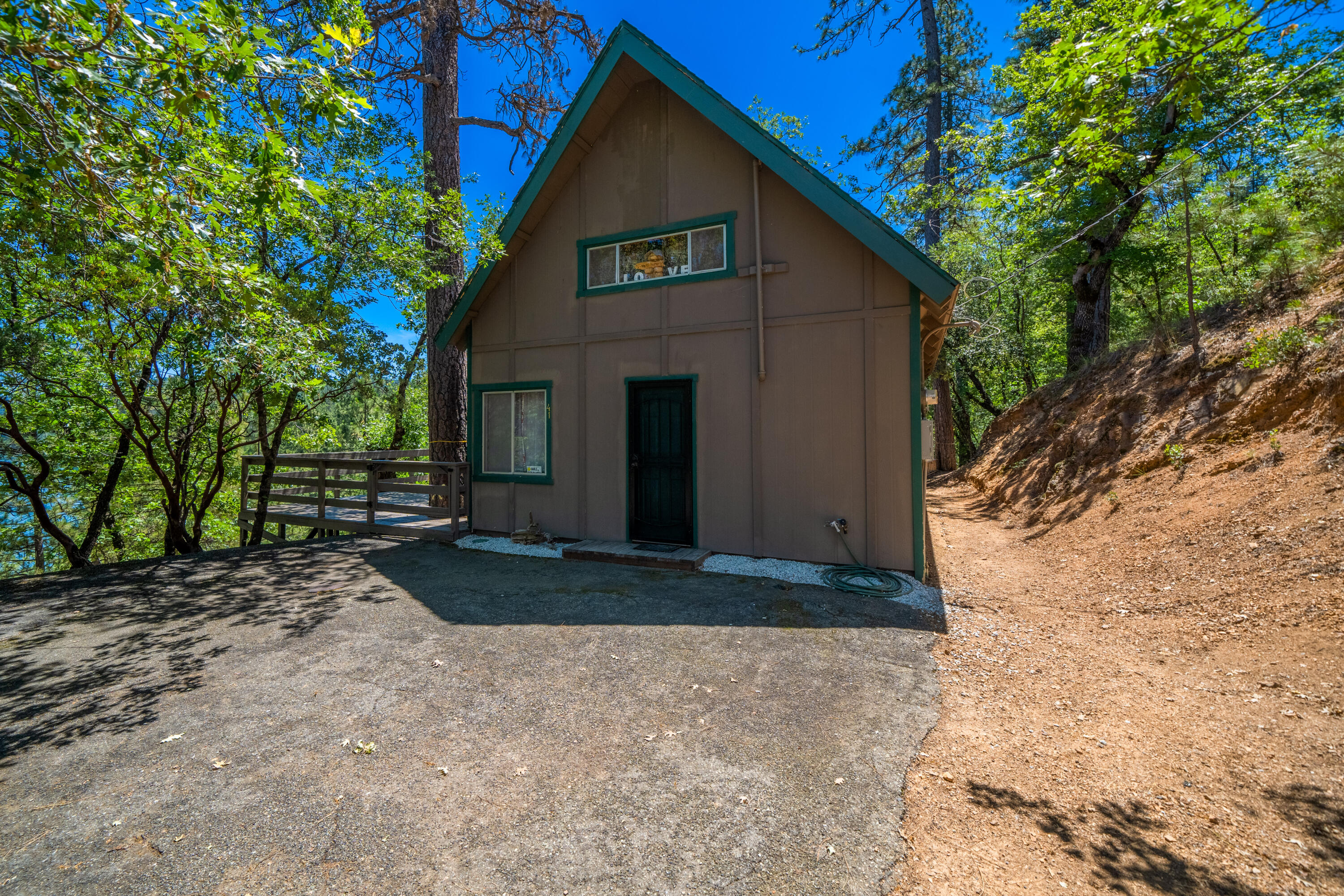 a view of backyard of house