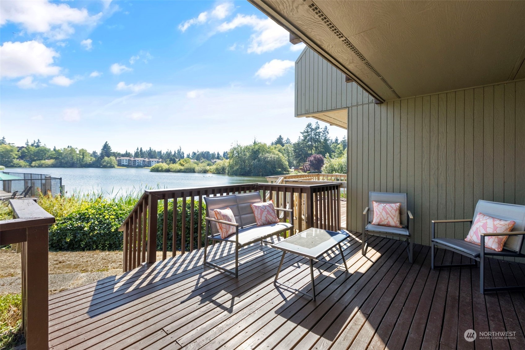 a view of balcony with furniture