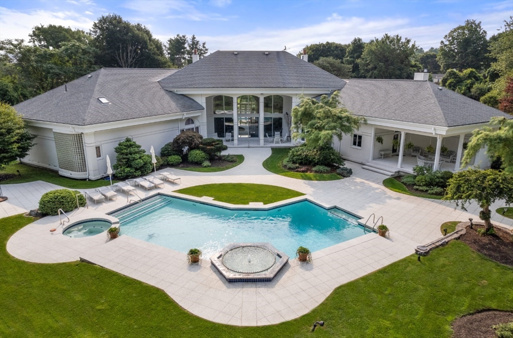 an aerial view of a house