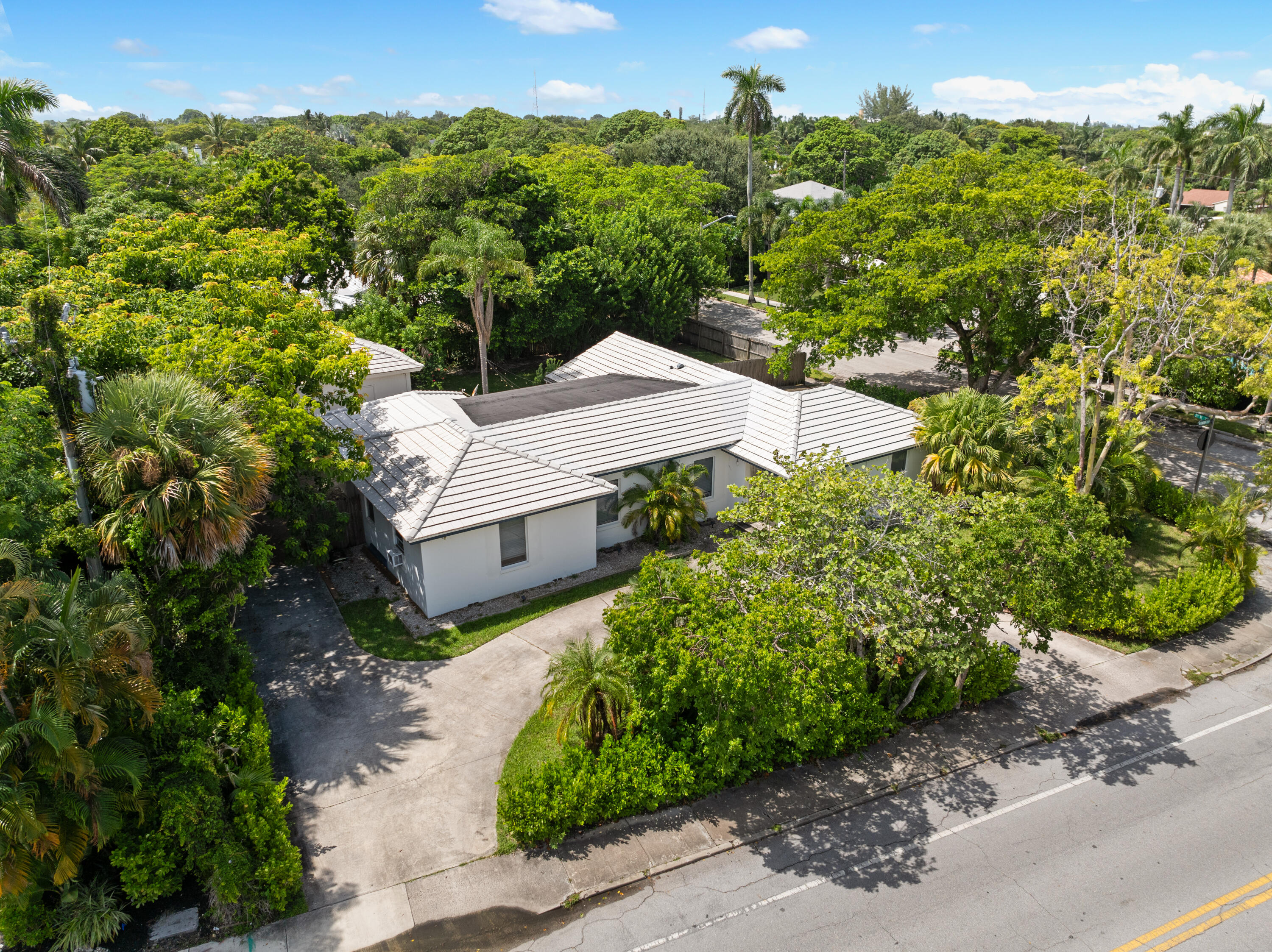 an aerial view of a house