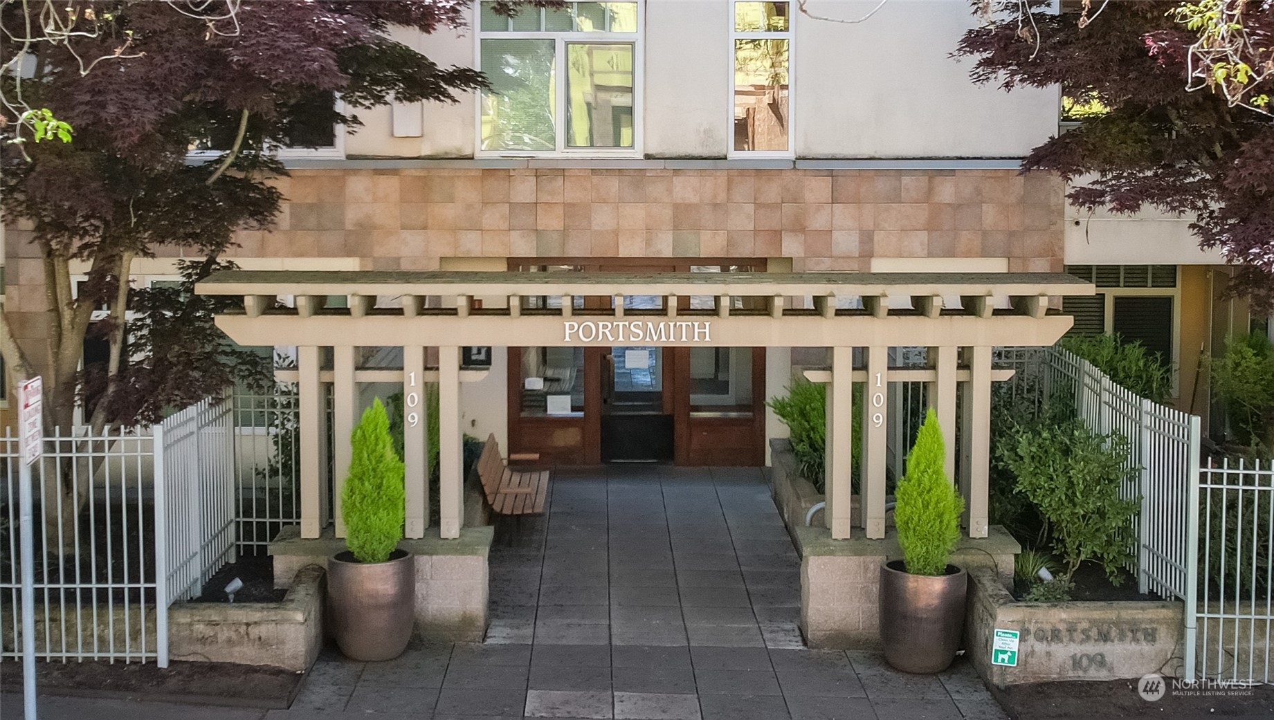 a view of a building with entryway