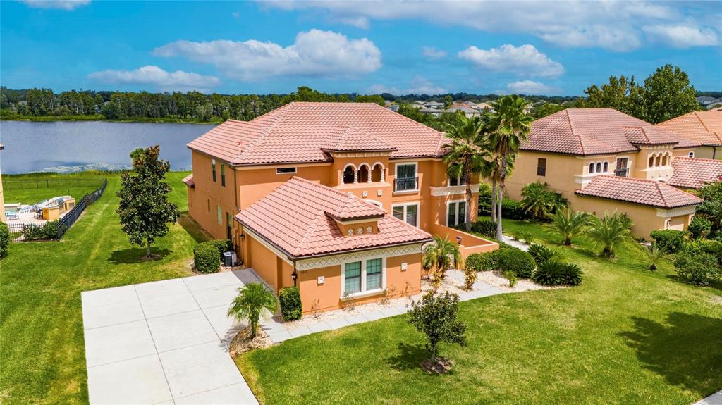 an aerial view of a house