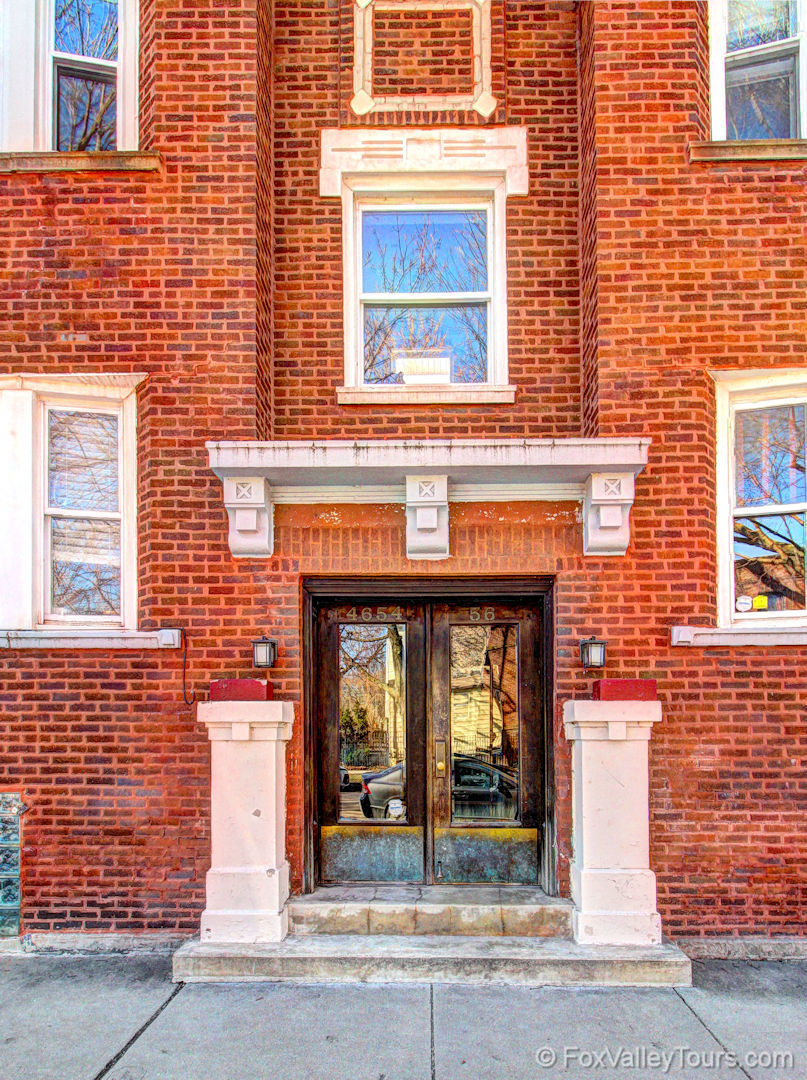 a front view of a building with entryway