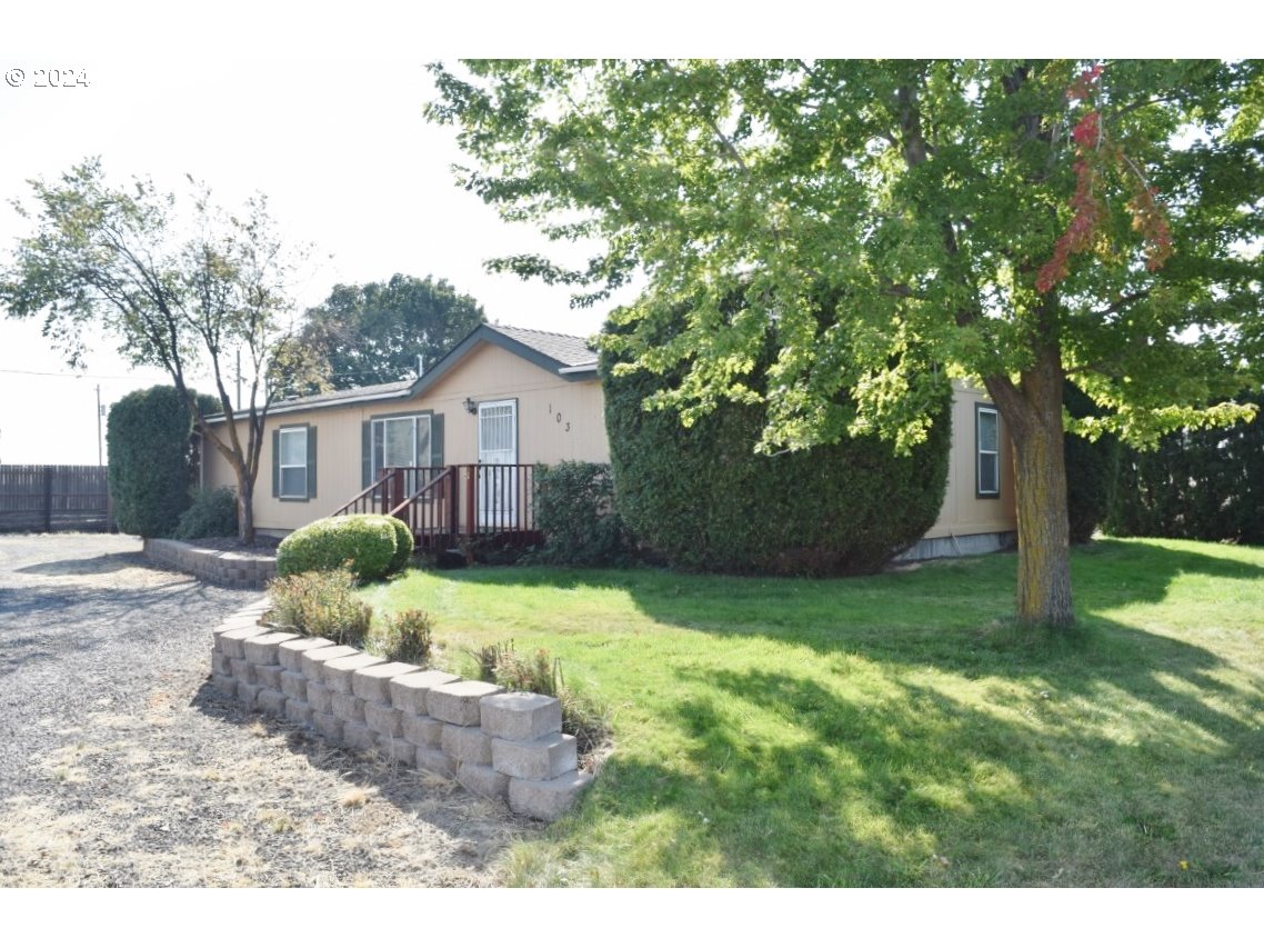 a view of a house with a yard and tree s