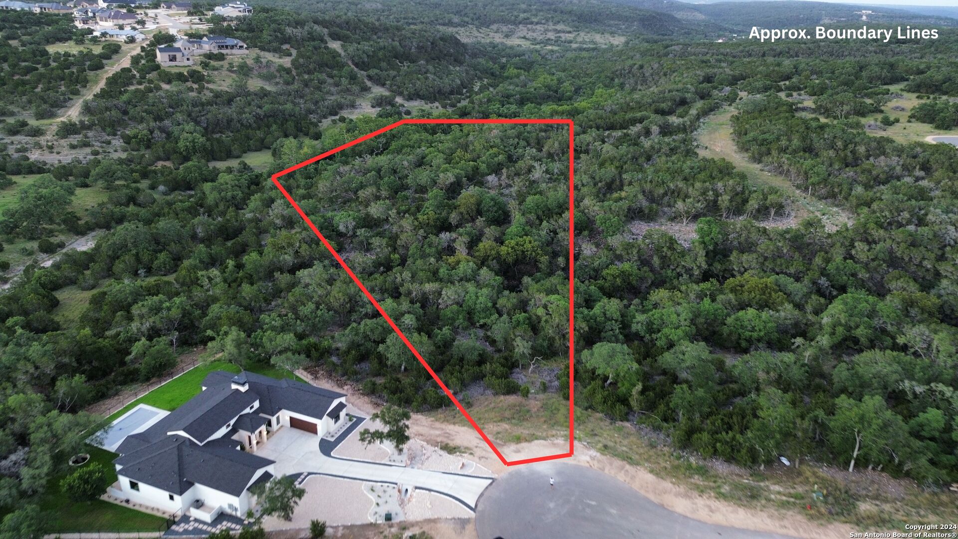 an aerial view of a house