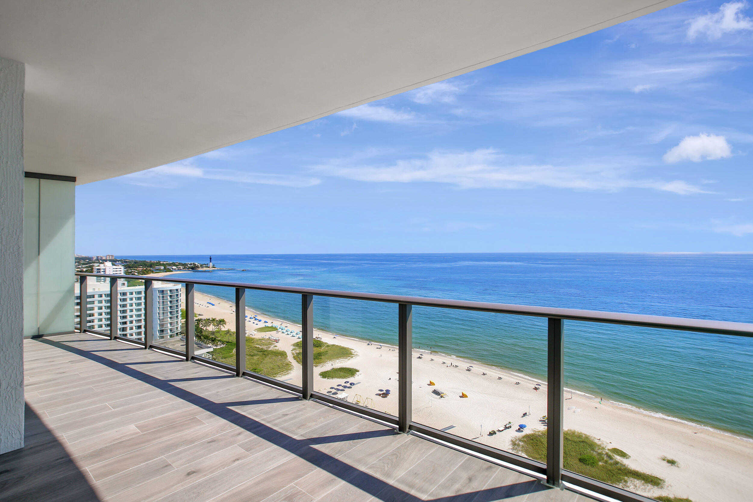 a view of ocean from a balcony