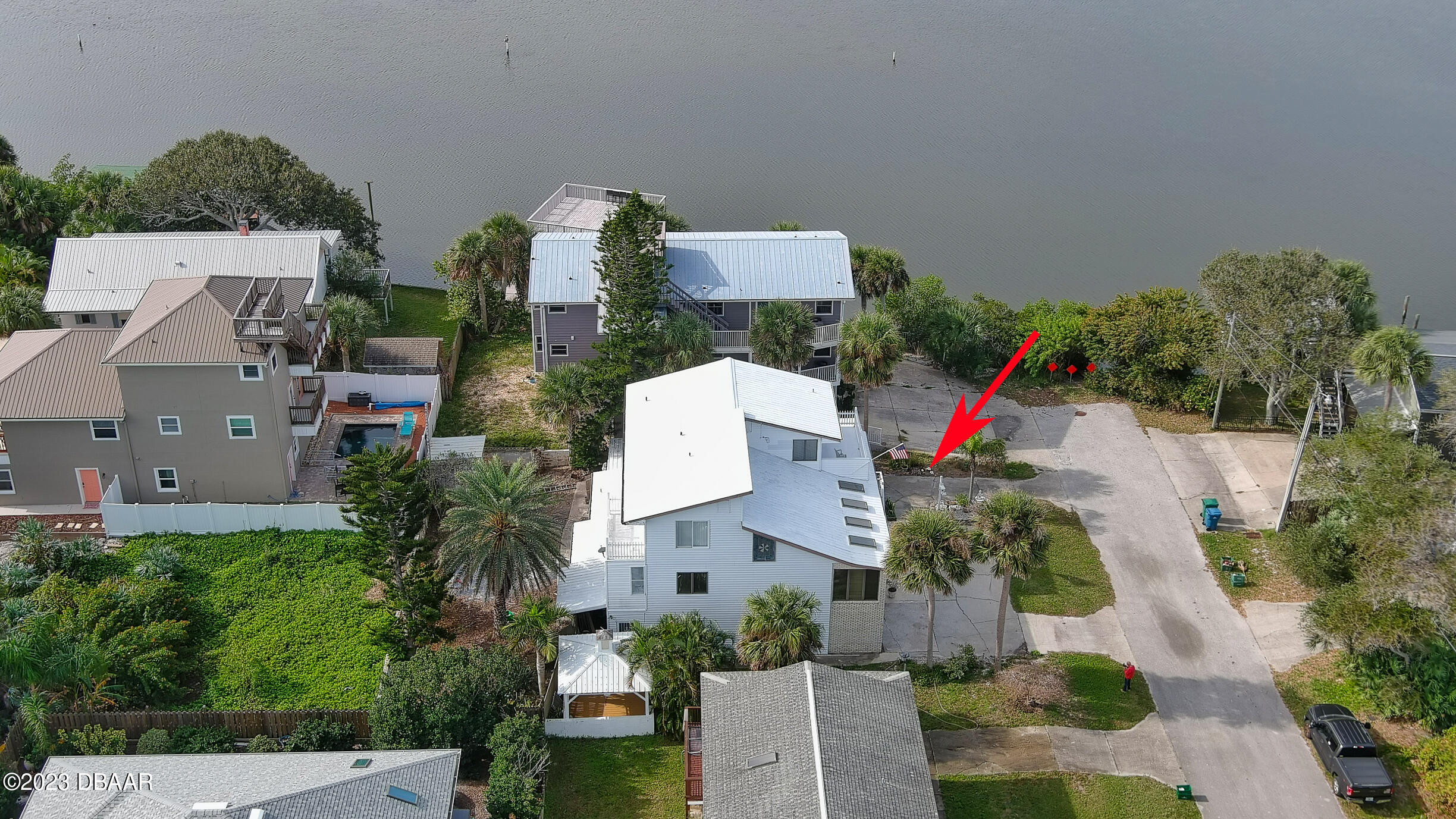 an aerial view of a house