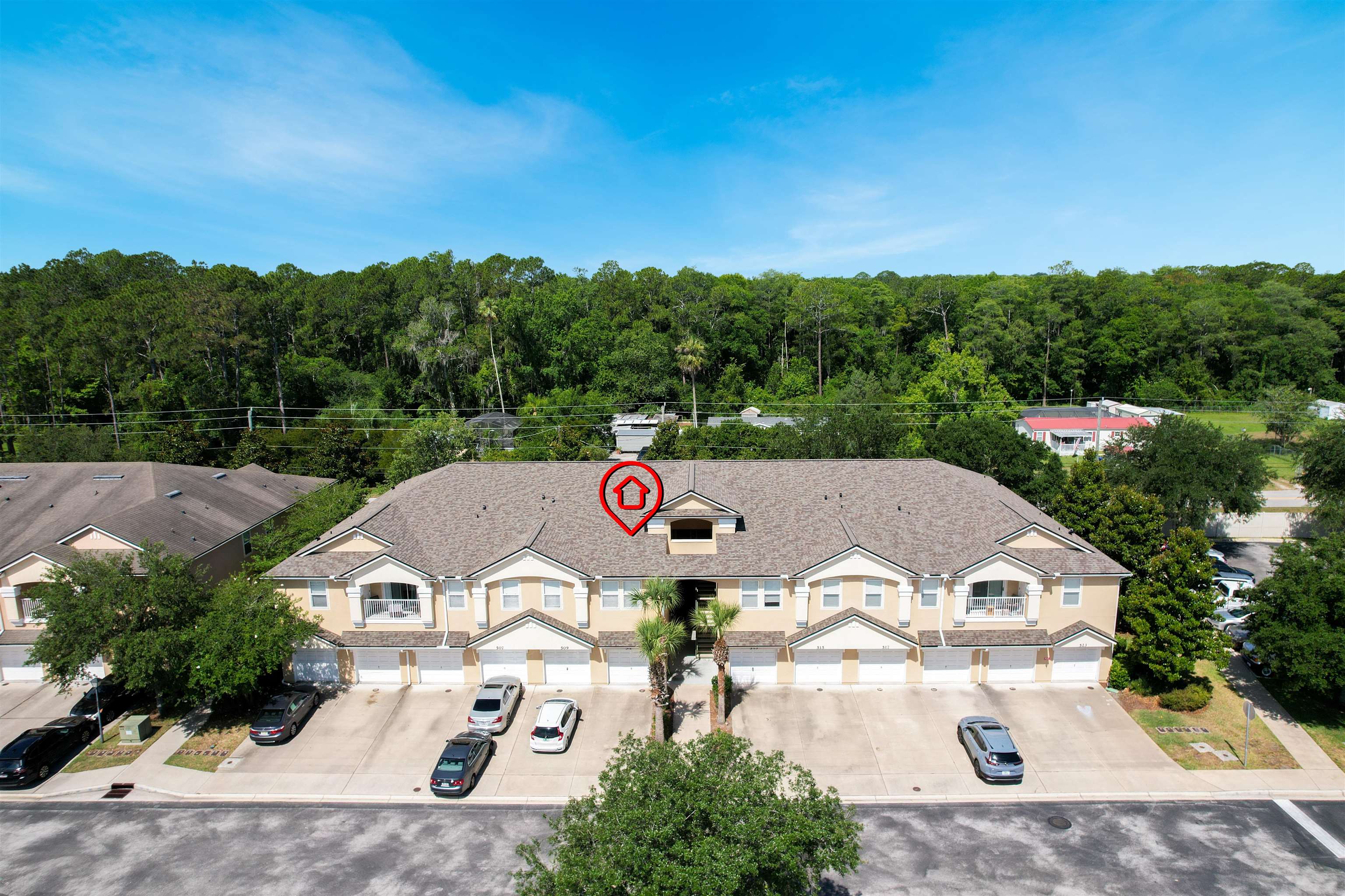 an aerial view of a house