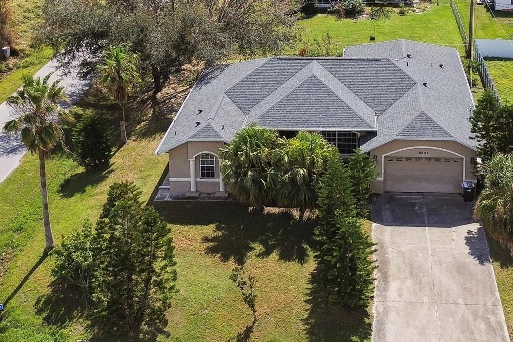 an aerial view of a house