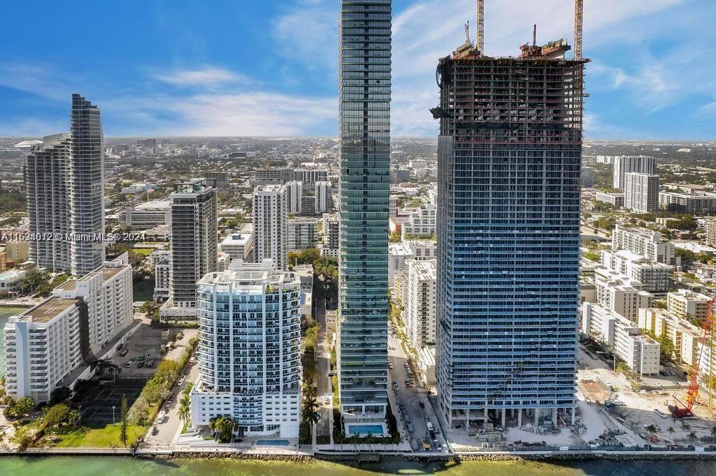 a city view with tall buildings