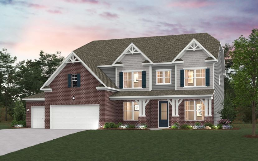 Rendering of 3 Car Buchanan Exterior C - Decorated Model of same plan available to walk through in the community.