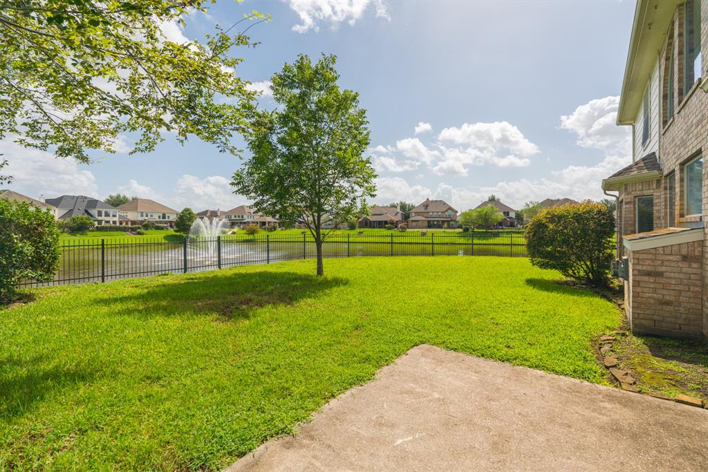 a view of a park with large trees