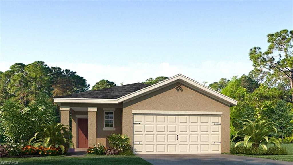 a view of an house with backyard space and garden