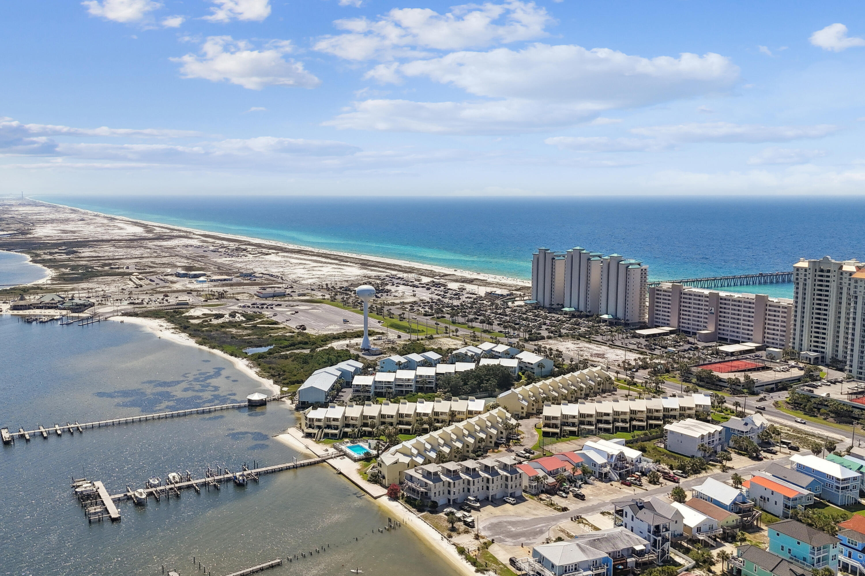 an aerial view of residential building and city