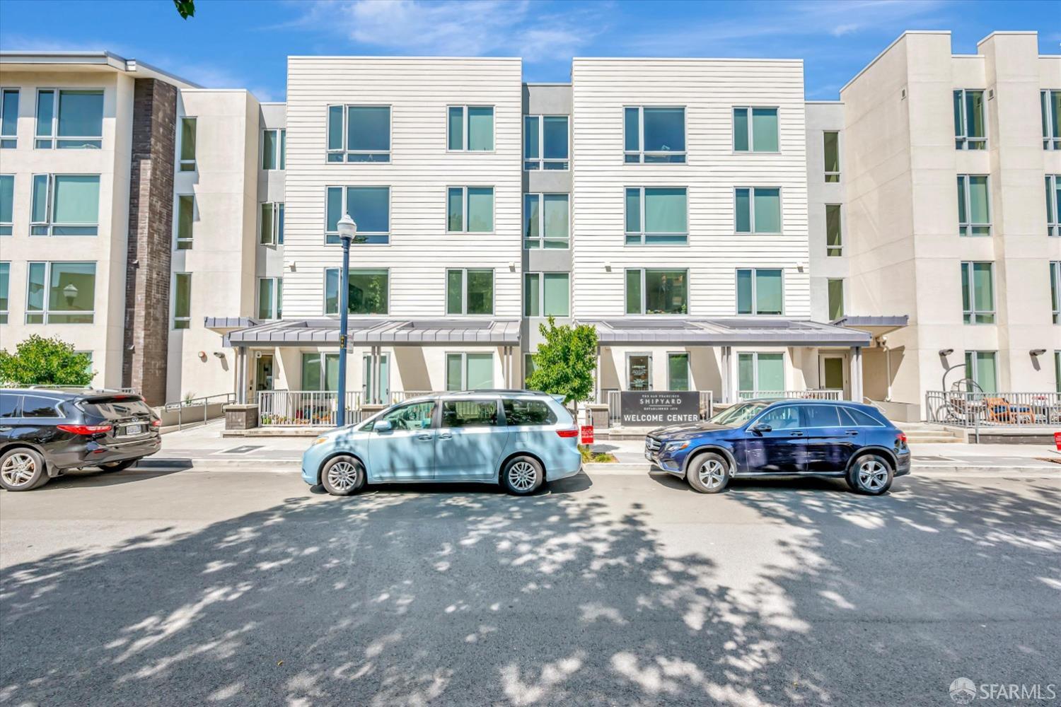 a car parked in front of a building