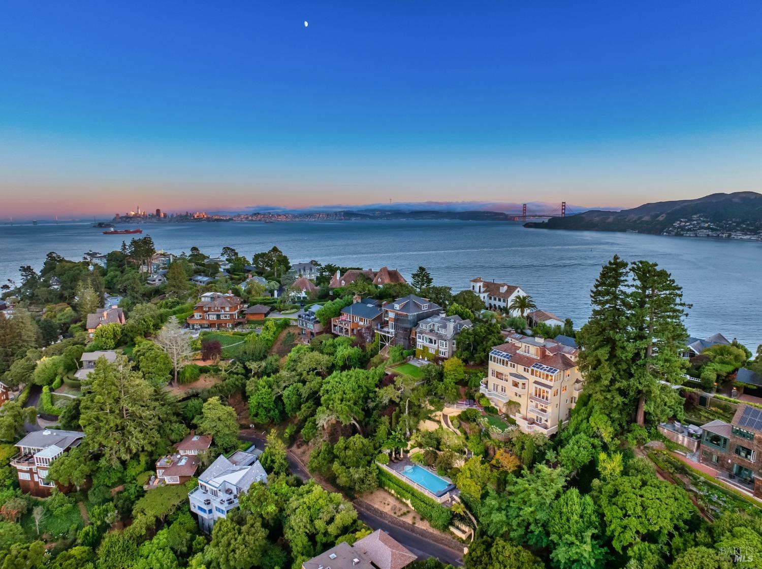 an aerial view of multiple house with a yard