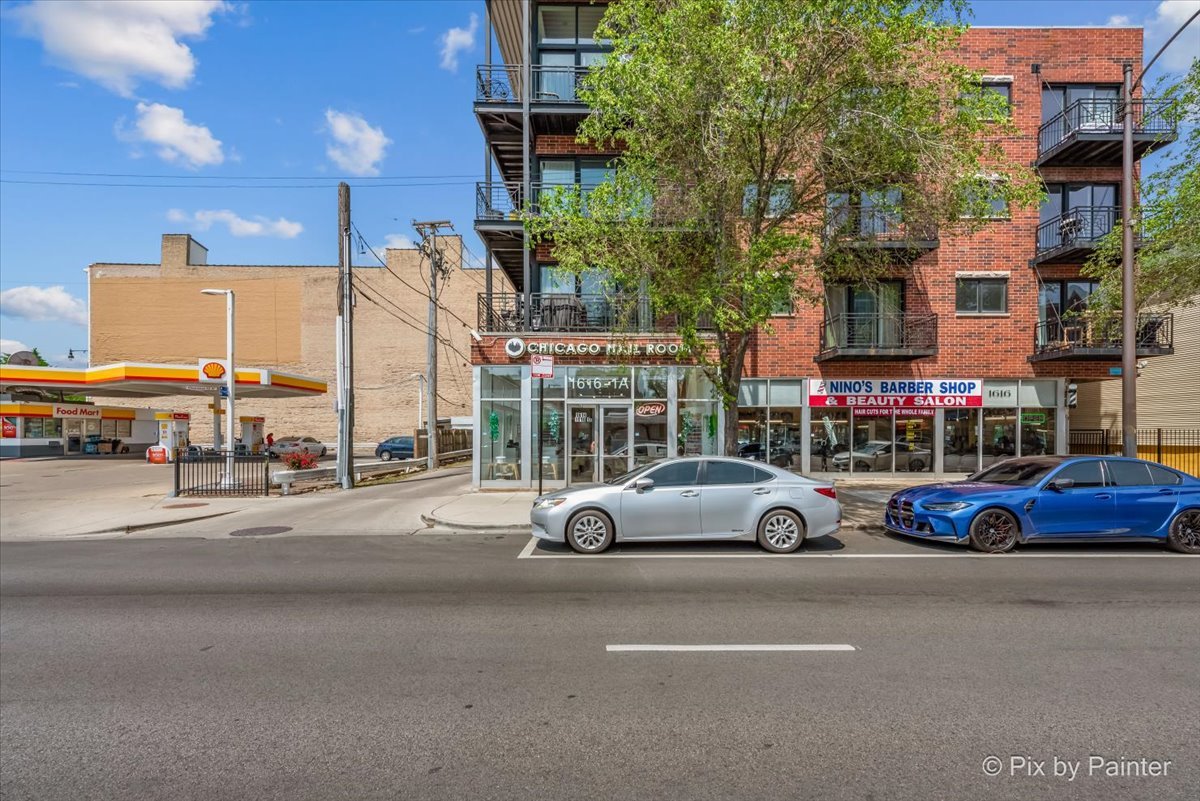 a car parked in front of a building