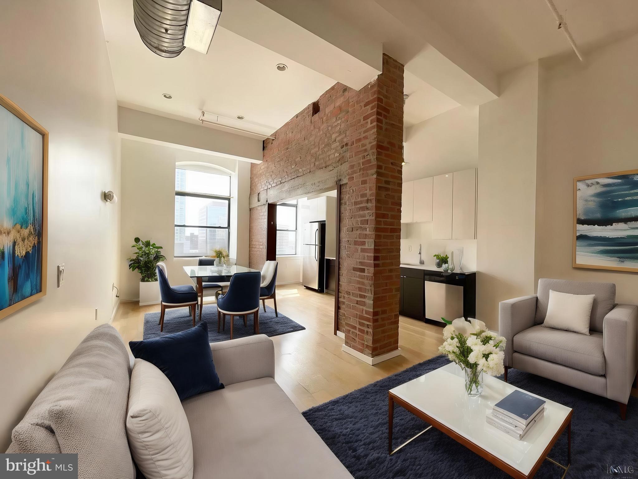 a living room with furniture rug and window