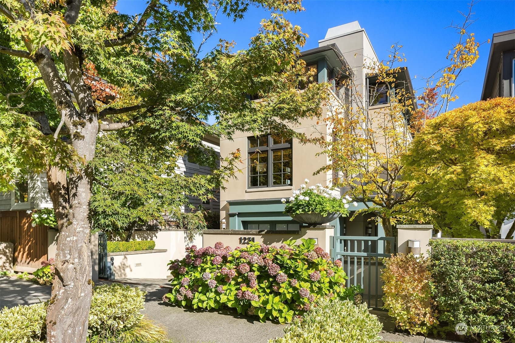 front view of a house with a tree