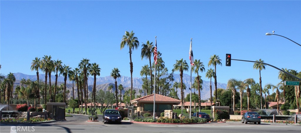 a ocean view with palm trees