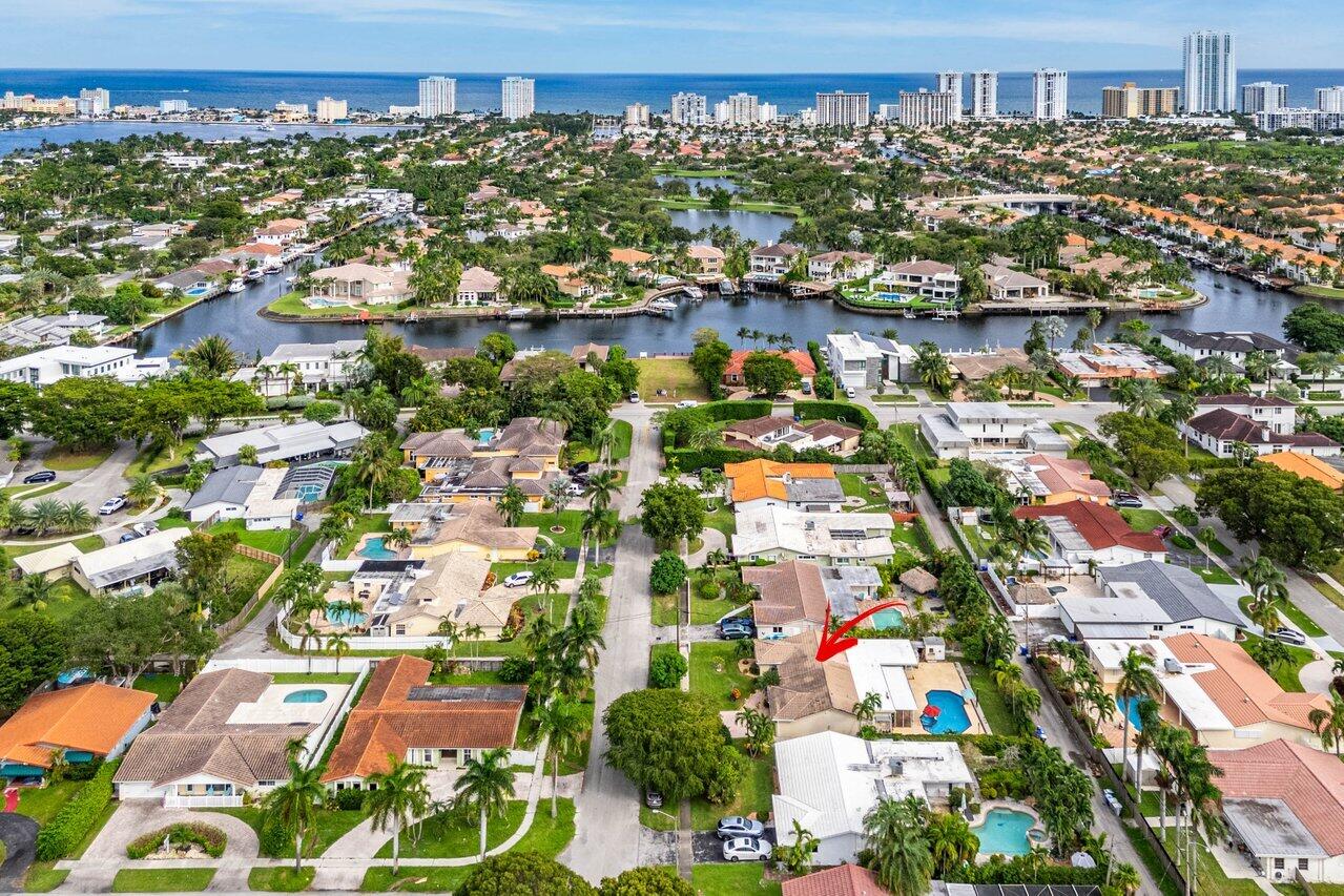 an aerial view of multiple house