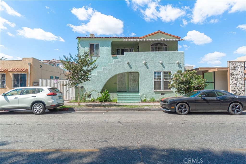 a car parked in front of a house