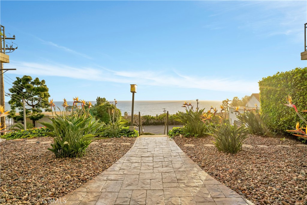 a view of a terrace with a garden