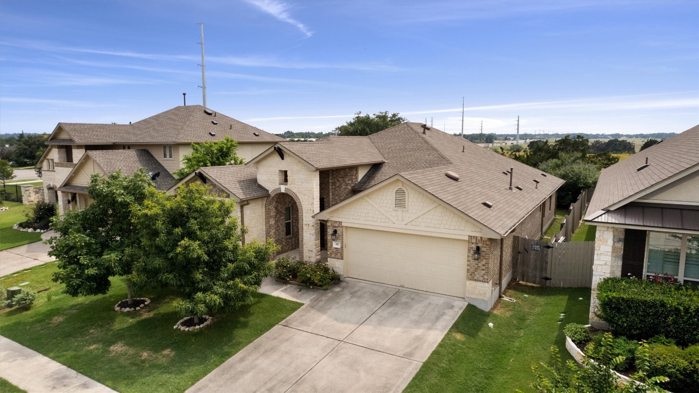 an aerial view of a house