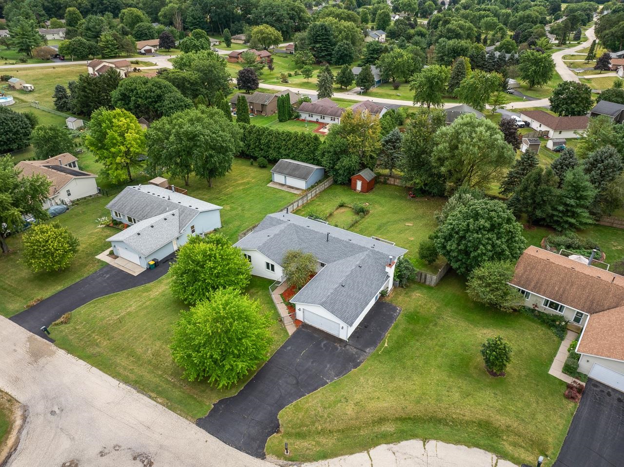 an aerial view of a house