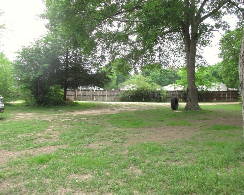 a view of a park with large trees