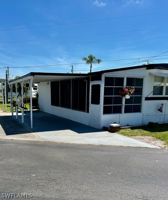 a view of a house with a patio