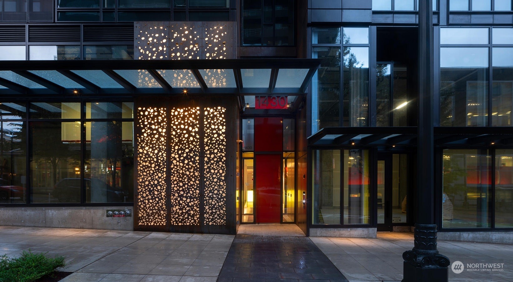 a view of a building with retail shop