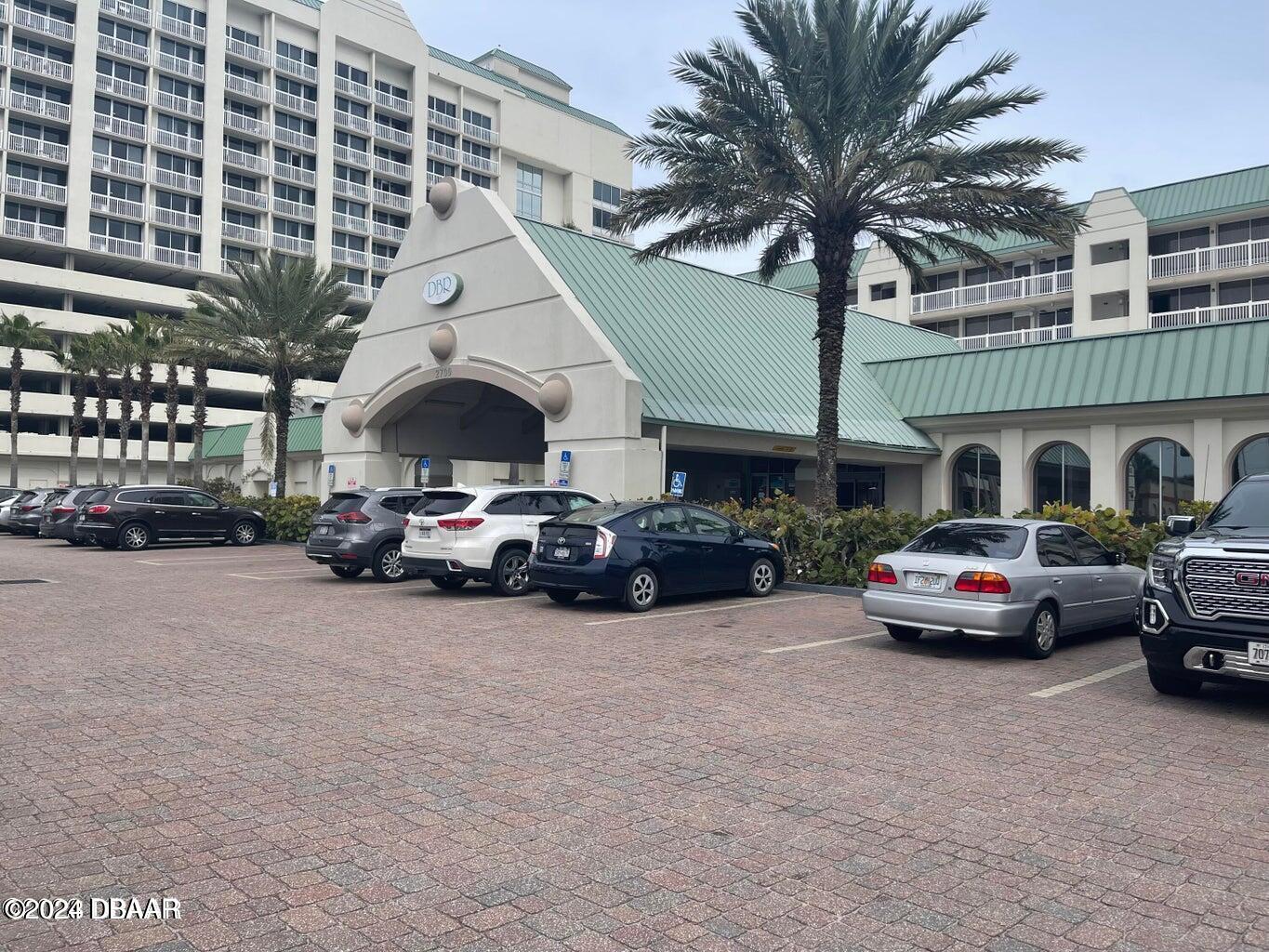 a car parked in front of a building