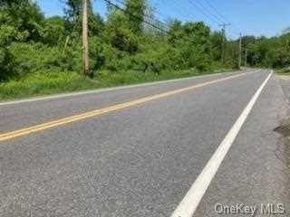 a view of a road with a yard