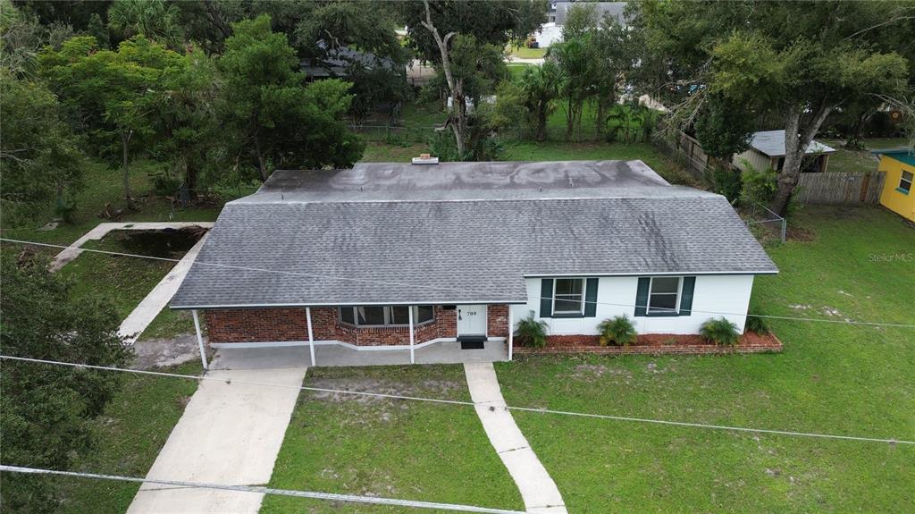 an aerial view of a house