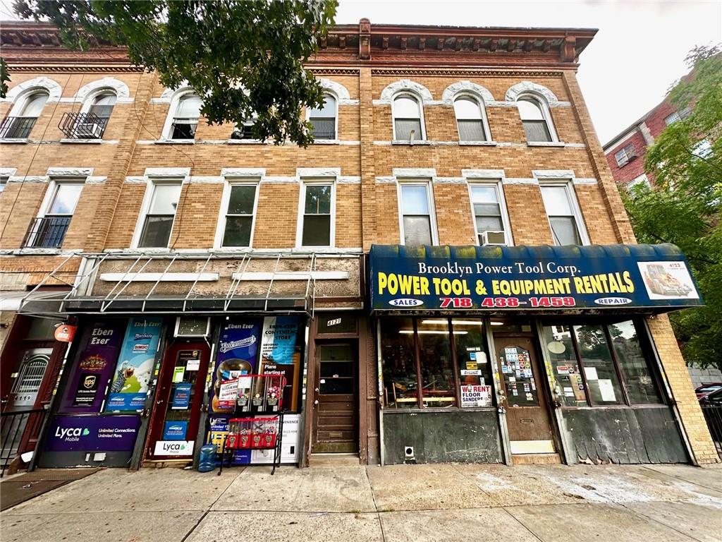 a view of a building with street