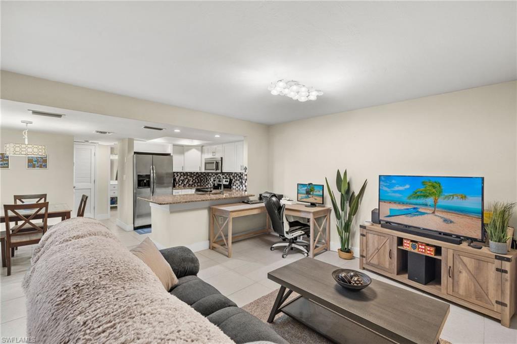 View of tiled living room