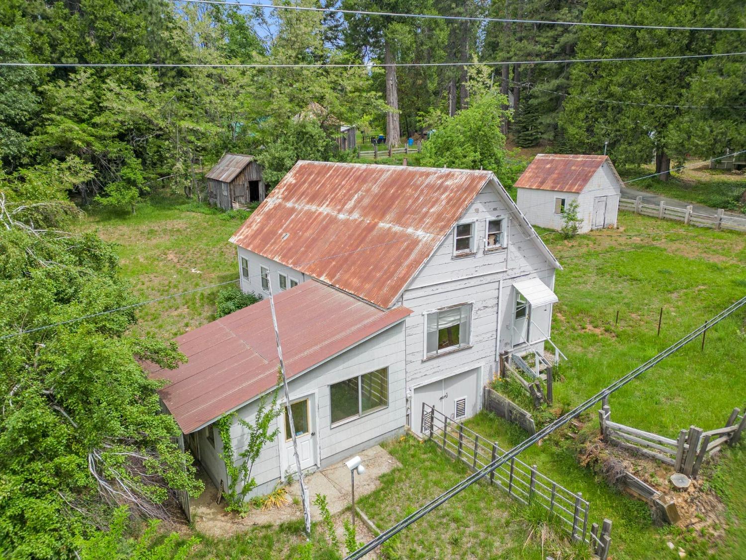 an aerial view of a house