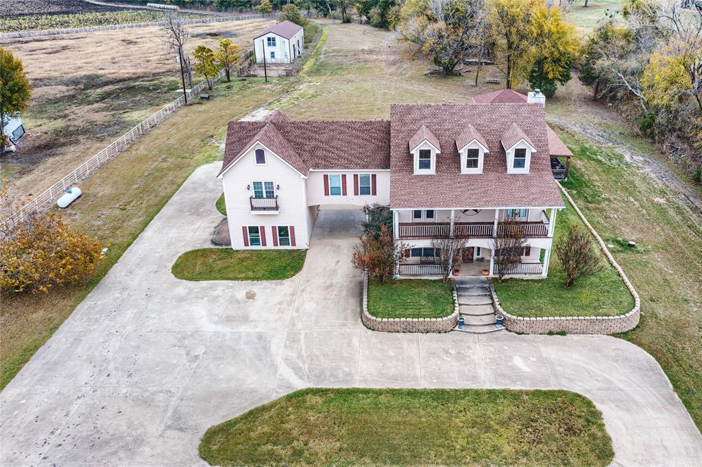 an aerial view of a house