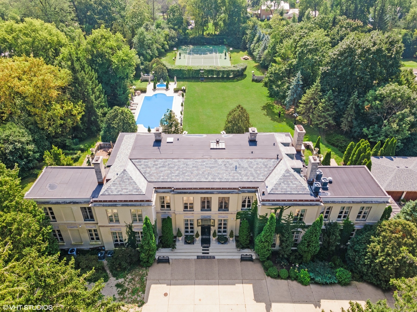 an aerial view of a house