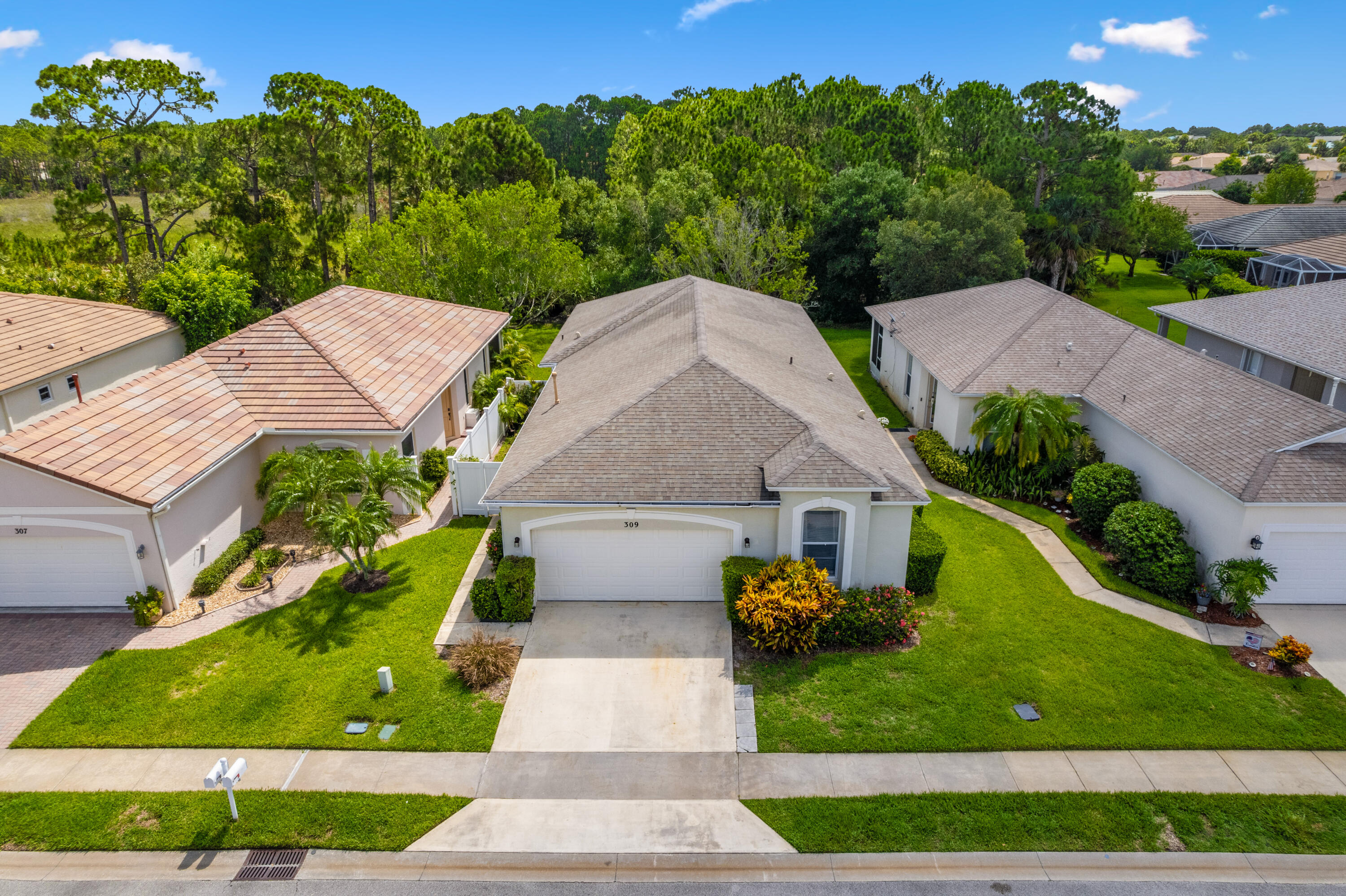 an aerial view of a house