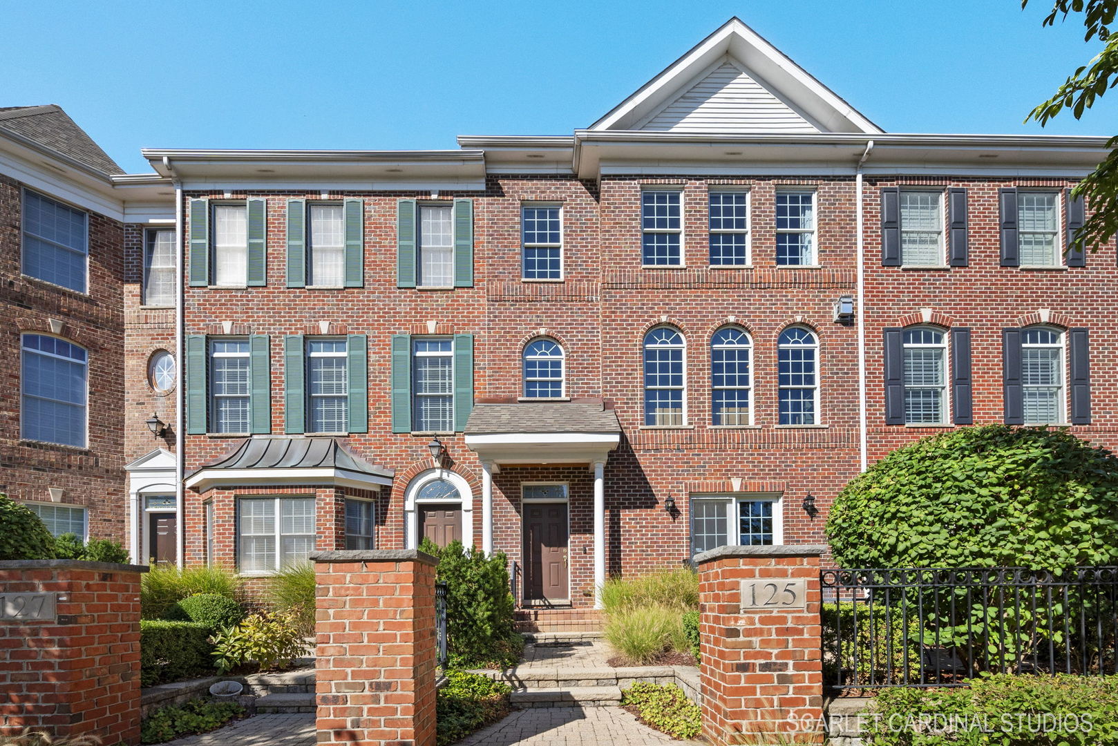 front view of a brick building