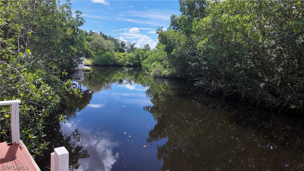 a view of a lake from a yard