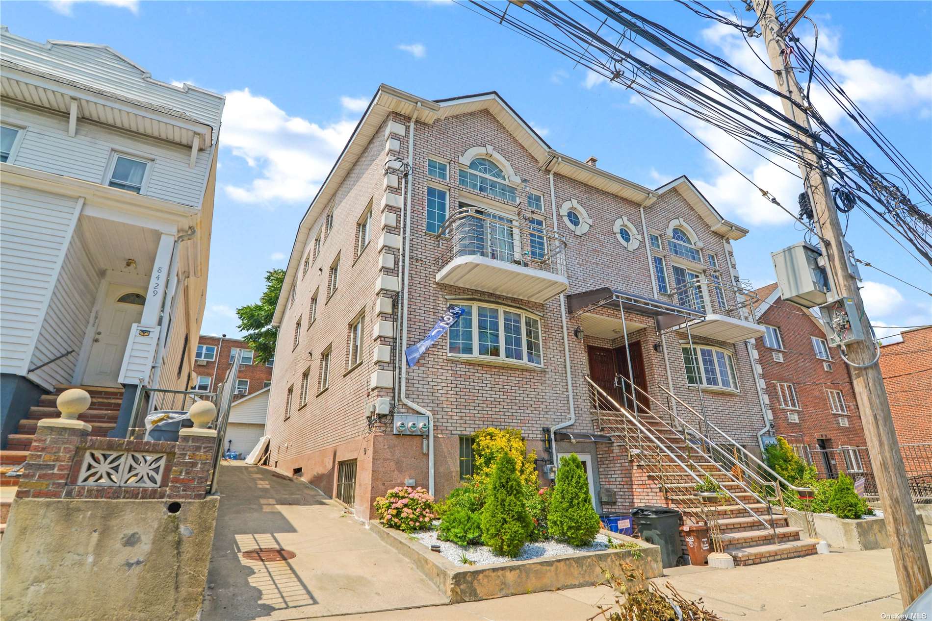 a front view of a multi story residential apartment building