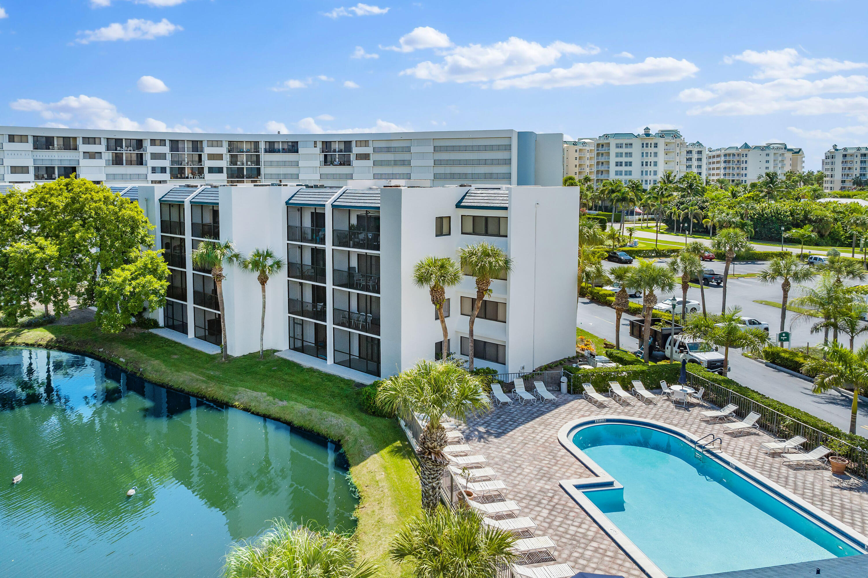 a view of a swimming pool and outdoor space