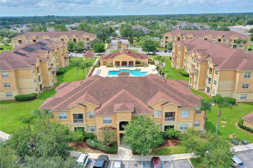 an aerial view of a house