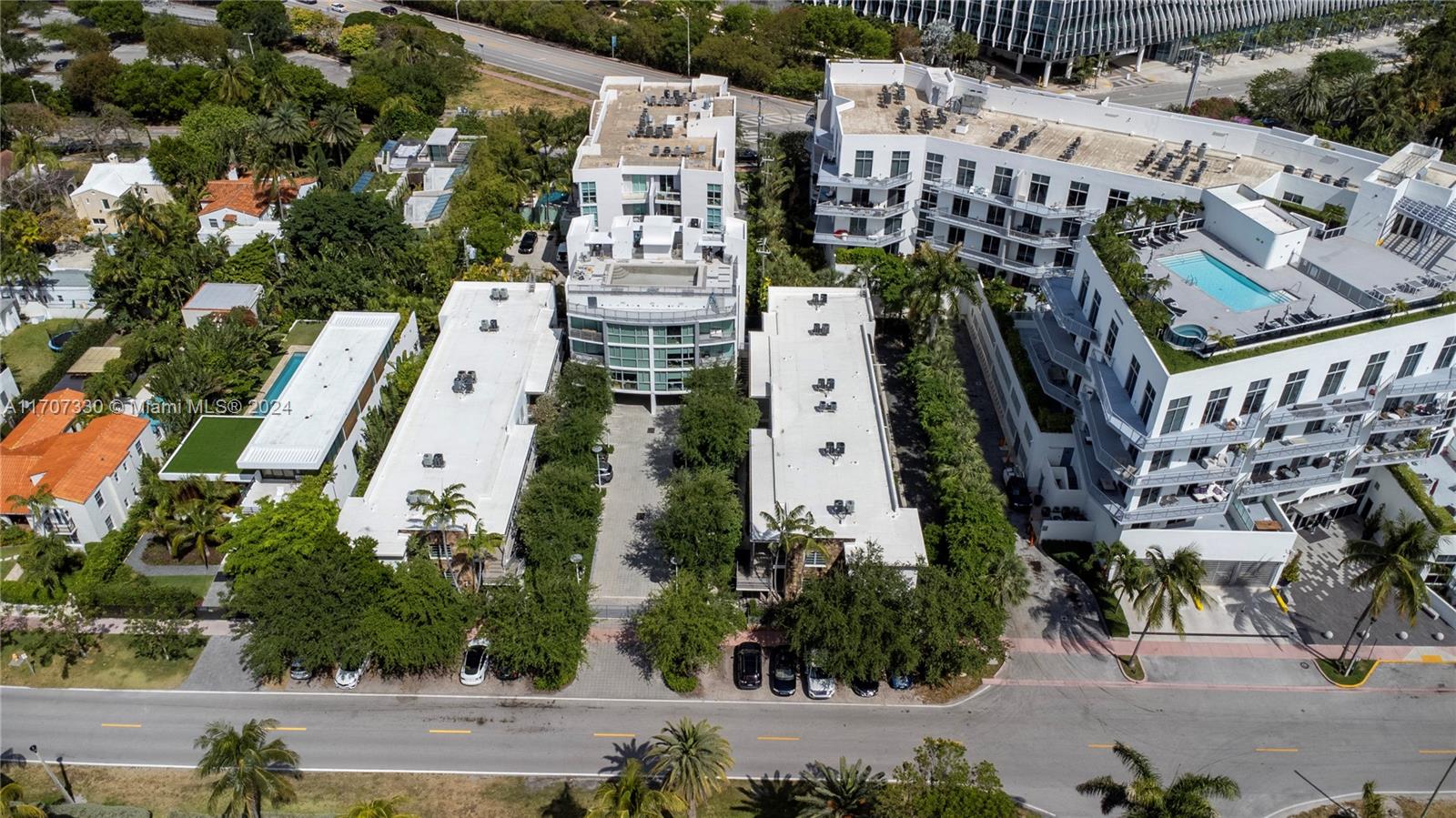 an aerial view of multiple house