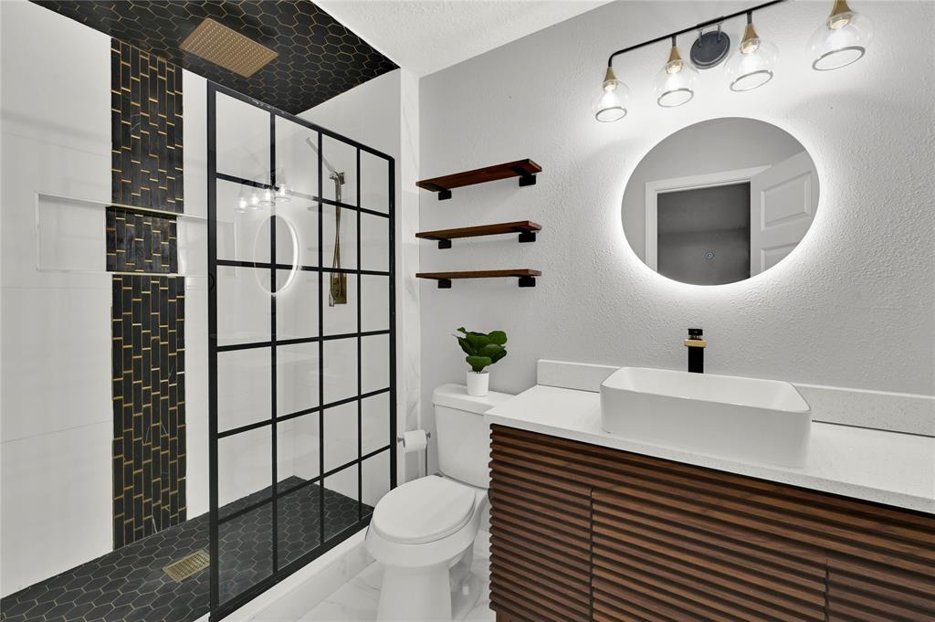 Primary bathroom with  over head  waterfall shower head