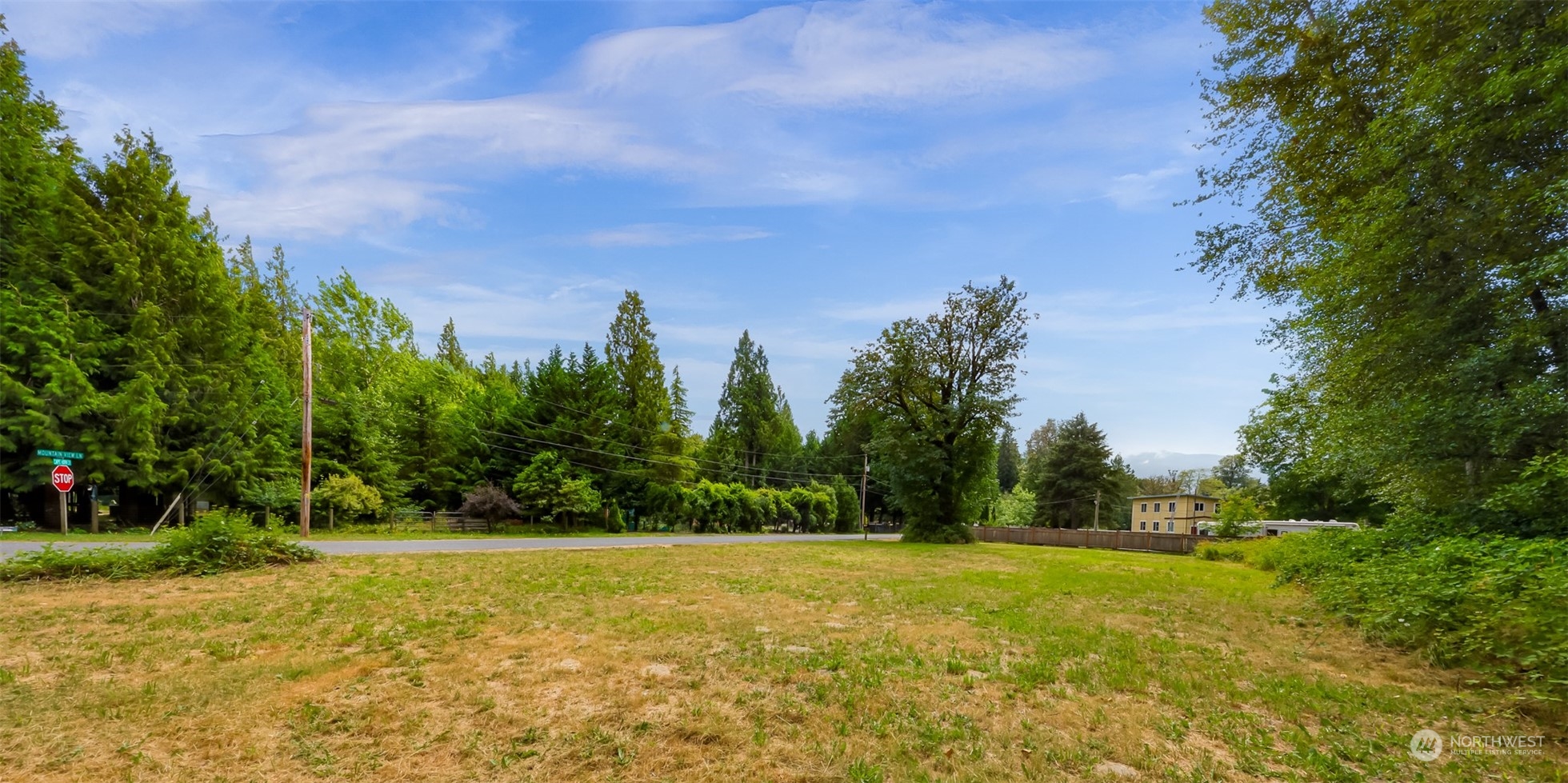 a view of a yard with a house