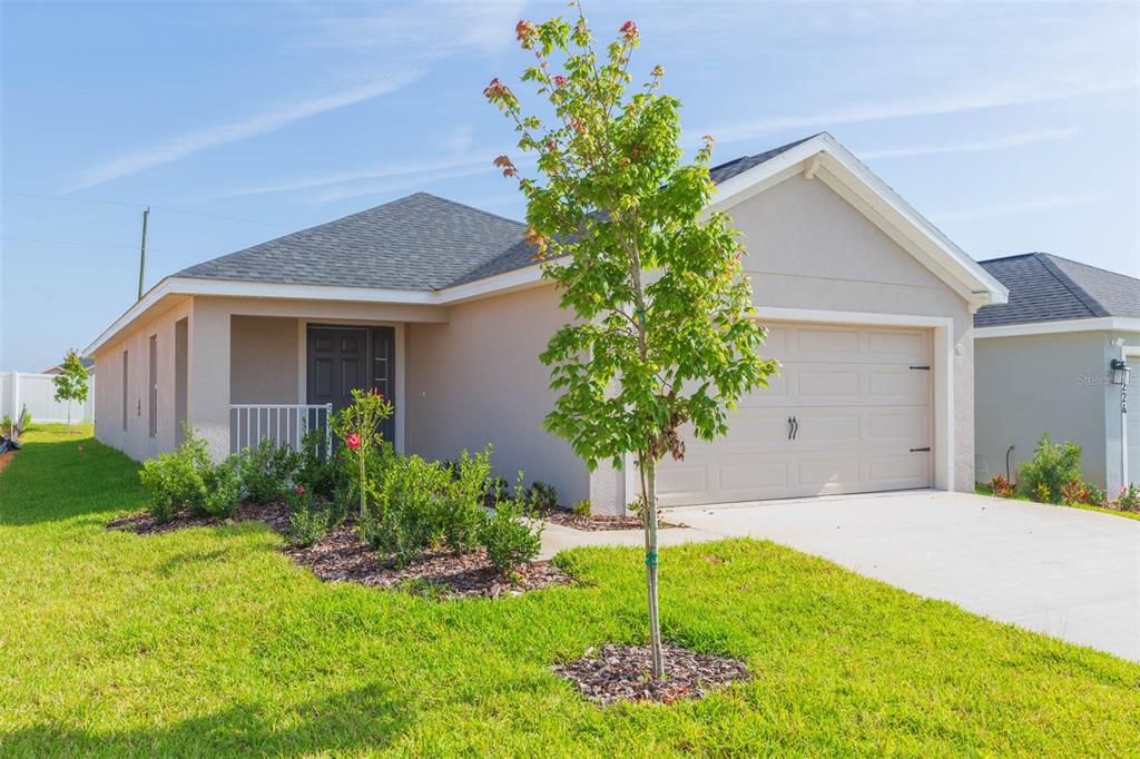 a front view of house with garden